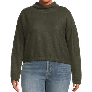 Prana Olive Green Olivia Cowl Neck Brushed Ribbed Knit Pullover Sweater Size XL